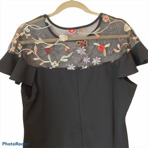 Olivia Matthews Dress Black with Floral Top XL NWT